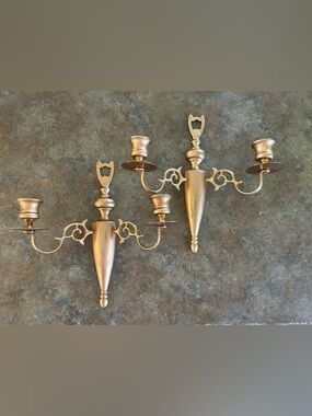 Antique Brass Wall Mounted Candle Holder Sconces- Set of 2